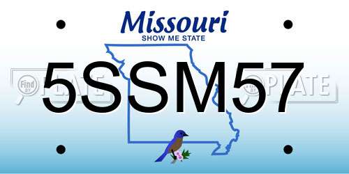 5SSM57 Missouri License Plate