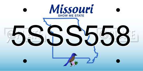 5SSS558 Missouri License Plate