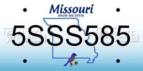 5SSS585 Missouri License Plate