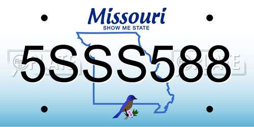 5SSS588 Missouri License Plate