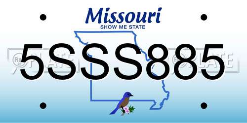 5SSS885 Missouri License Plate