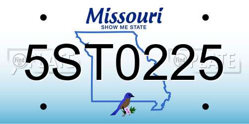 5ST0225 Missouri License Plate