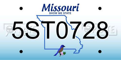 5ST0728 Missouri License Plate