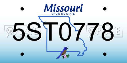 5ST0778 Missouri License Plate