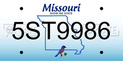 5ST9986 Missouri License Plate
