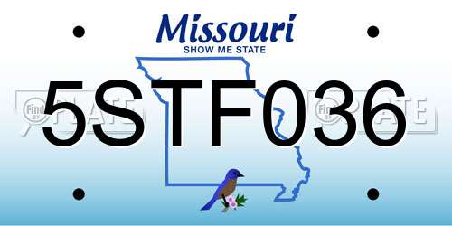 5STF036 Missouri License Plate
