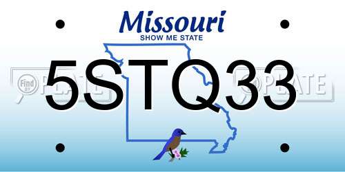 5STQ33 Missouri License Plate