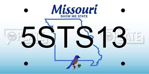 5STS13 Missouri License Plate
