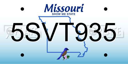 5SVT935 Missouri License Plate