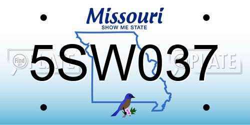 5SW037 Missouri License Plate