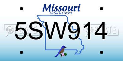 5SW914 Missouri License Plate