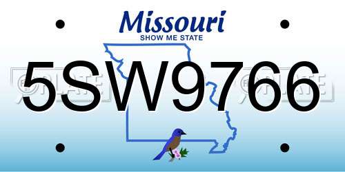 5SW9766 Missouri License Plate