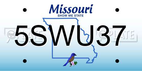 5SWU37 Missouri License Plate