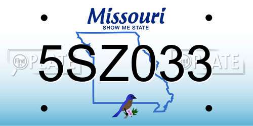 5SZ033 Missouri License Plate