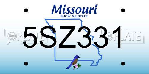 5SZ331 Missouri License Plate