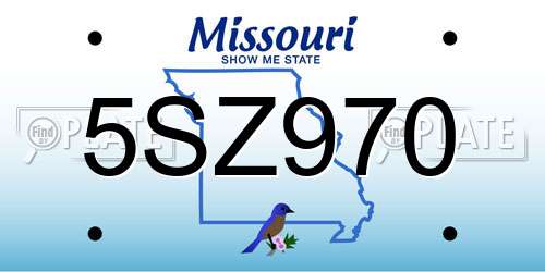 5SZ970 Missouri License Plate