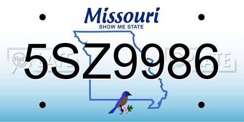 5SZ9986 Missouri License Plate