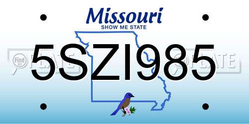 5SZI985 Missouri License Plate