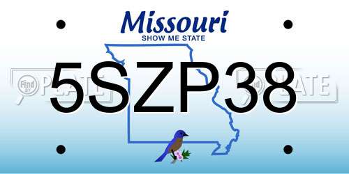 5SZP38 Missouri License Plate