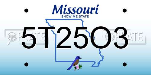 5T25O3 Missouri License Plate