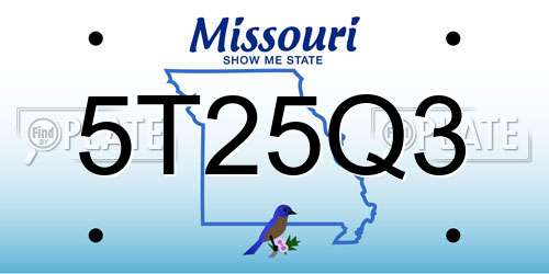 5T25Q3 Missouri License Plate