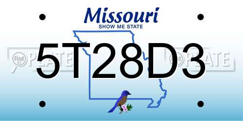 5T28D3 Missouri License Plate