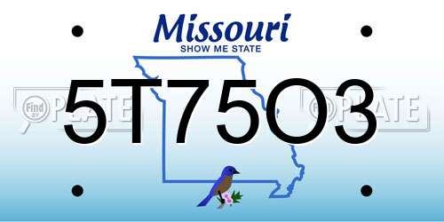 5T75O3 Missouri License Plate