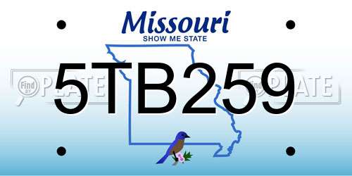 5TB259 Missouri License Plate