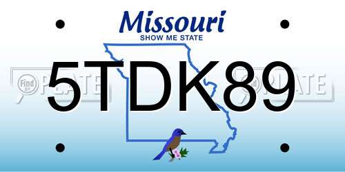 5TDK89 Missouri License Plate