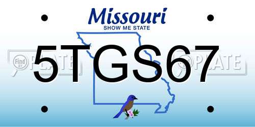 5TGS67 Missouri License Plate