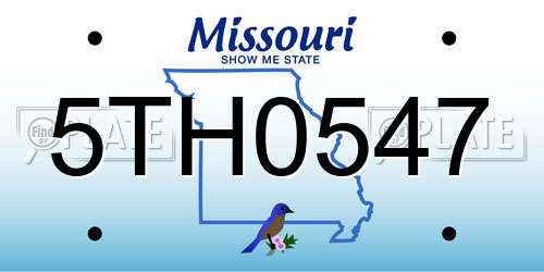 5TH0547 Missouri License Plate