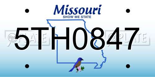 5TH0847 Missouri License Plate