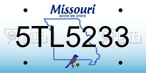 5TL5233 Missouri License Plate
