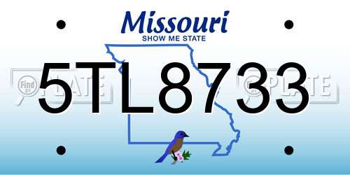 5TL8733 Missouri License Plate