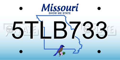 5TLB733 Missouri License Plate