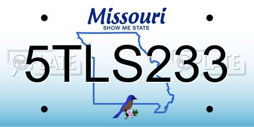 5TLS233 Missouri License Plate