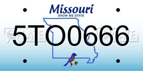 5TO0666 Missouri License Plate