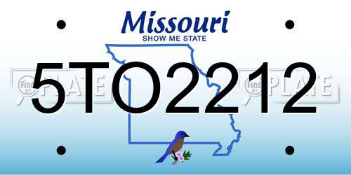 5TO2212 Missouri License Plate