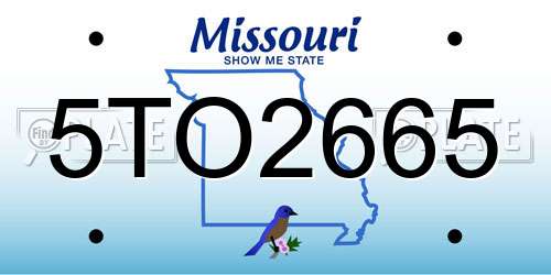 5TO2665 Missouri License Plate