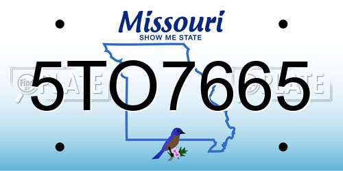 5TO7665 Missouri License Plate