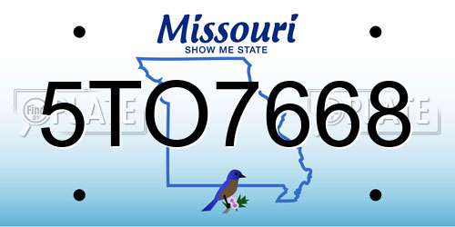 5TO7668 Missouri License Plate