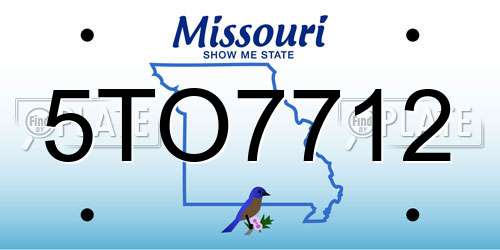 5TO7712 Missouri License Plate