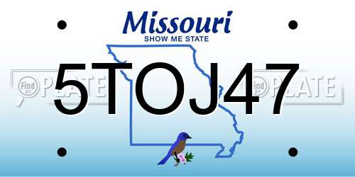 5TOJ47 Missouri License Plate