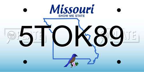 5TOK89 Missouri License Plate