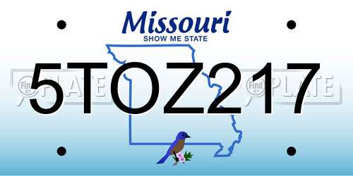 5TOZ217 Missouri License Plate
