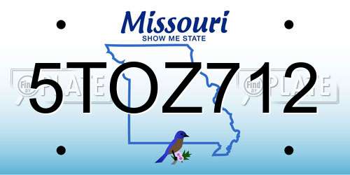 5TOZ712 Missouri License Plate