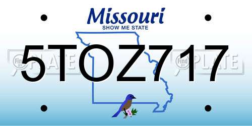 5TOZ717 Missouri License Plate