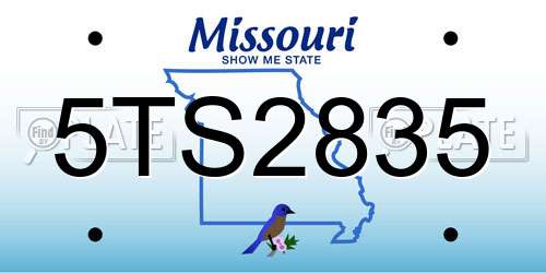 5TS2835 Missouri License Plate