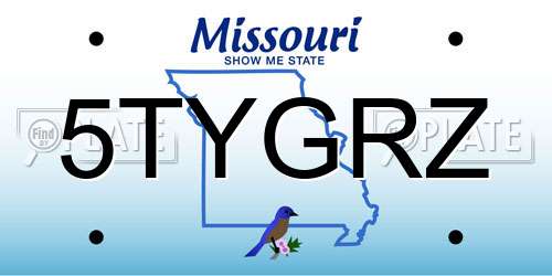 5TYGRZ Missouri License Plate
