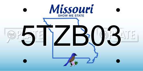 5TZB03 Missouri License Plate